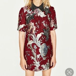NWT Zara Red Jacquard Beaded Sequin